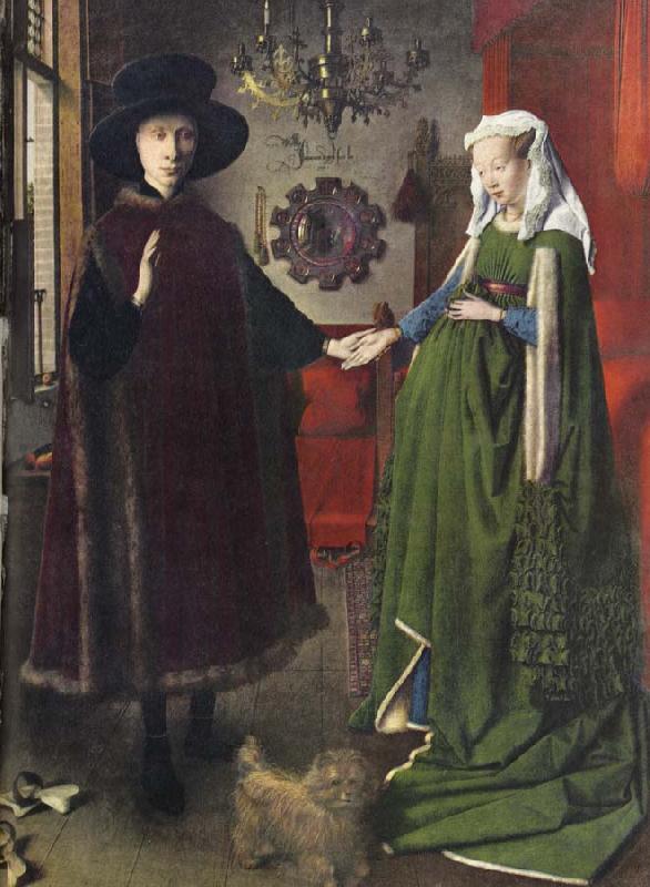 Jan Van Eyck The Italian kopmannen Arnolfini and his youngest wife some nygifta in home in Brugge Germany oil painting art